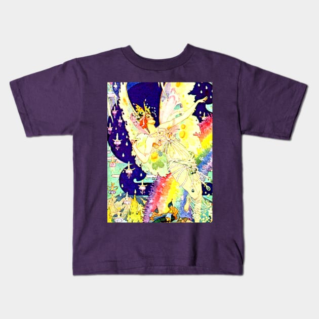 Vintage Fairy and rainbow Kids T-Shirt by The Witch's Wolf